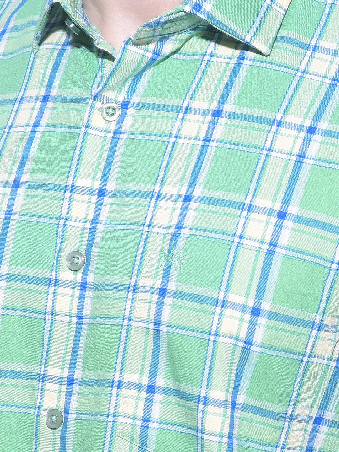 Green Tartan Check 100% Cotton Shirt-Men Shirts-Crimsoune Club