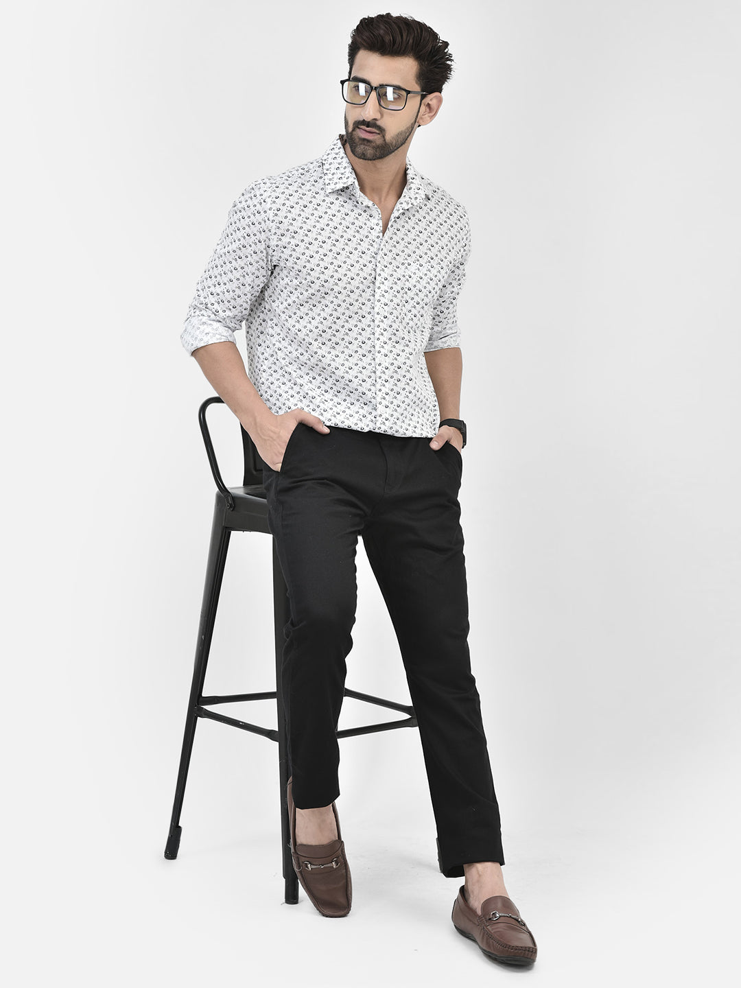 Floral White Shirt-Men Shirts-Crimsoune Club