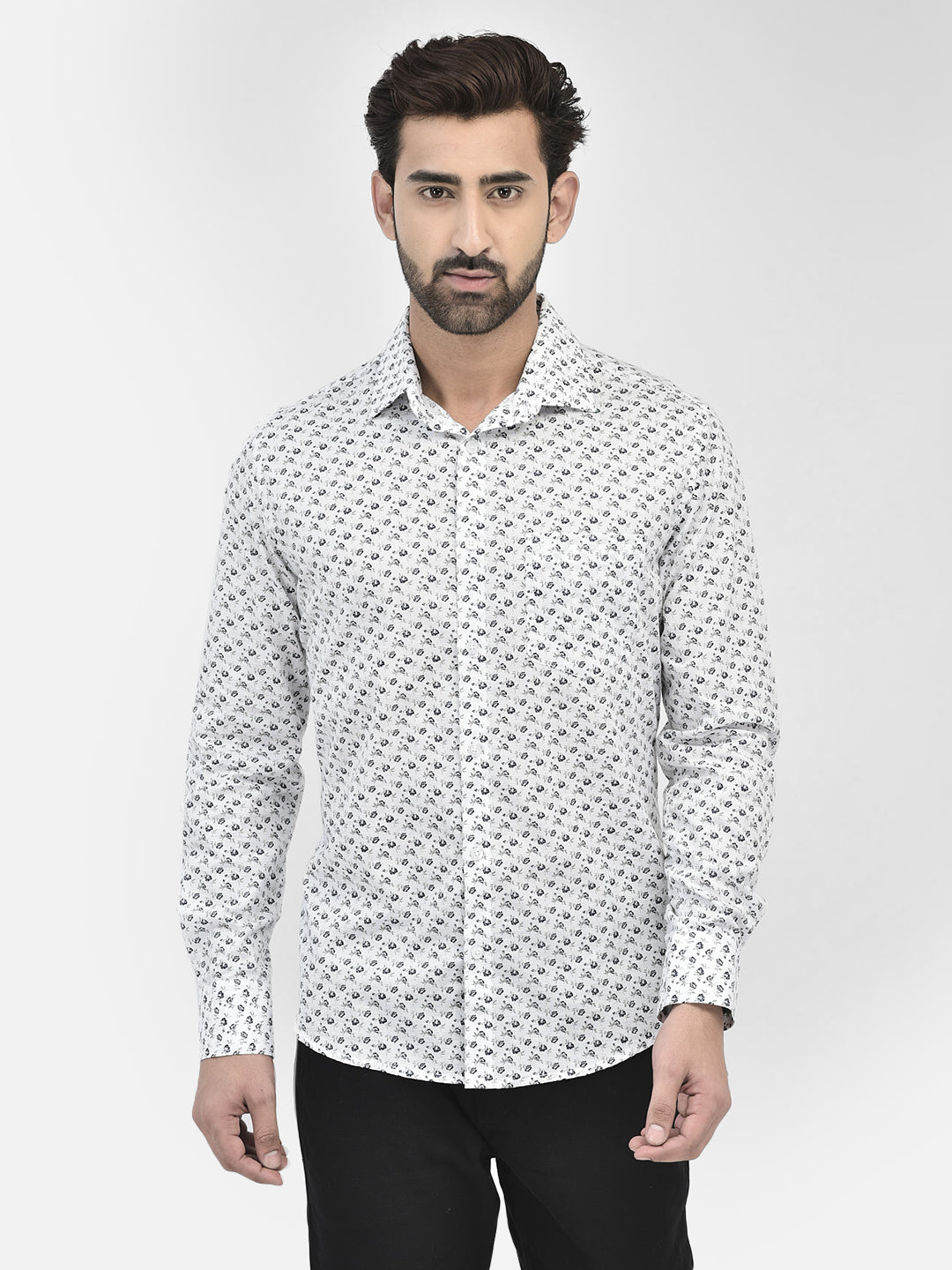 Floral White Shirt-Men Shirts-Crimsoune Club