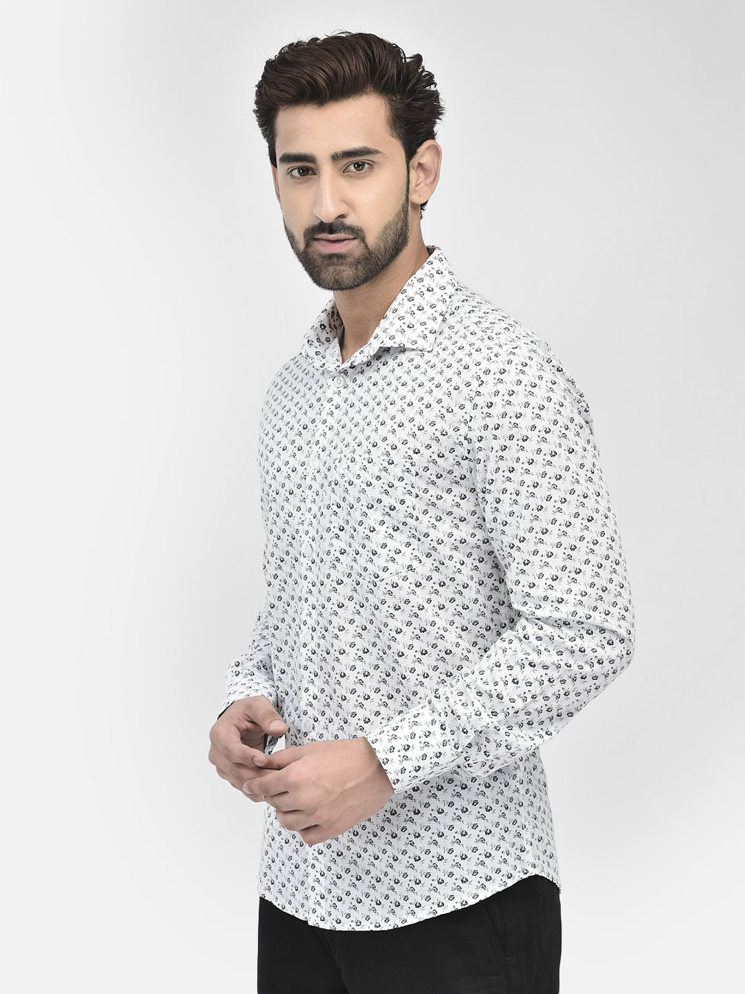 Floral White Shirt-Men Shirts-Crimsoune Club