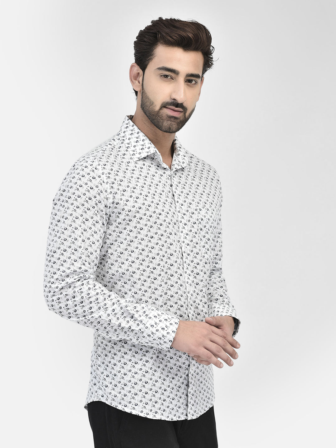 Floral White Shirt-Men Shirts-Crimsoune Club