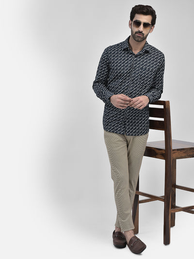 Floral Navy Blue Shirt-Men Shirts-Crimsoune Club