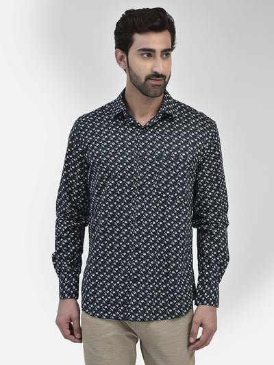 Floral Navy Blue Shirt-Men Shirts-Crimsoune Club
