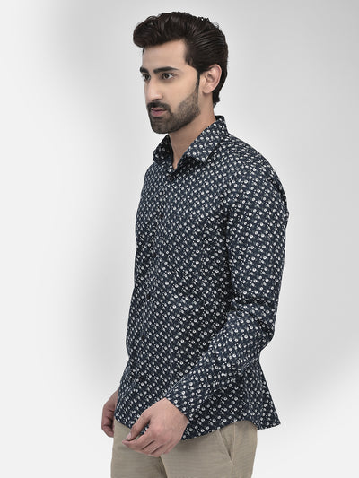 Floral Navy Blue Shirt-Men Shirts-Crimsoune Club