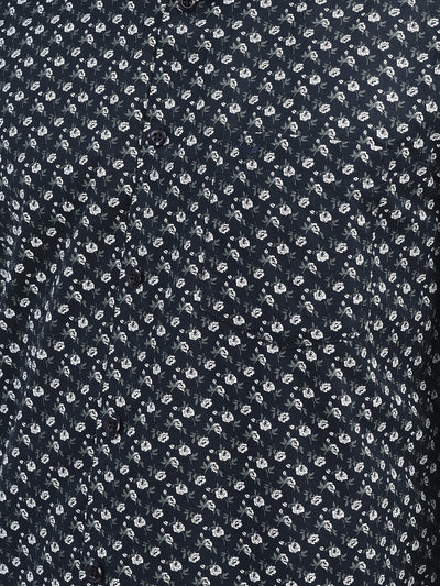Floral Navy Blue Shirt-Men Shirts-Crimsoune Club