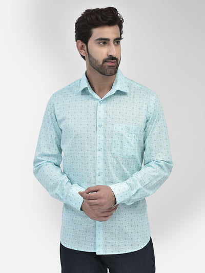 Printed Blue Shirt-Men Shirts-Crimsoune Club