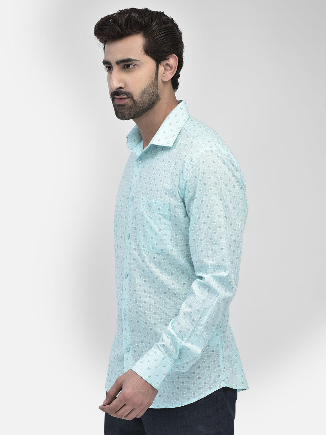 Printed Blue Shirt-Men Shirts-Crimsoune Club