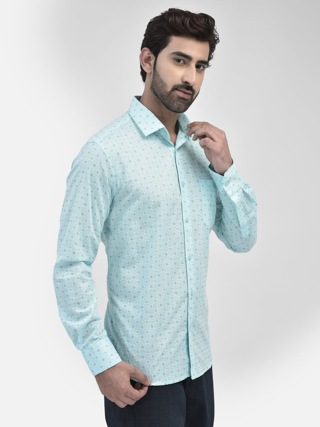 Printed Blue Shirt-Men Shirts-Crimsoune Club