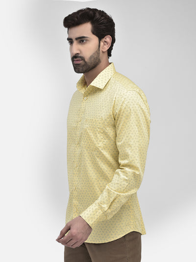 Floral Yellow Shirt-Men Shirts-Crimsoune Club