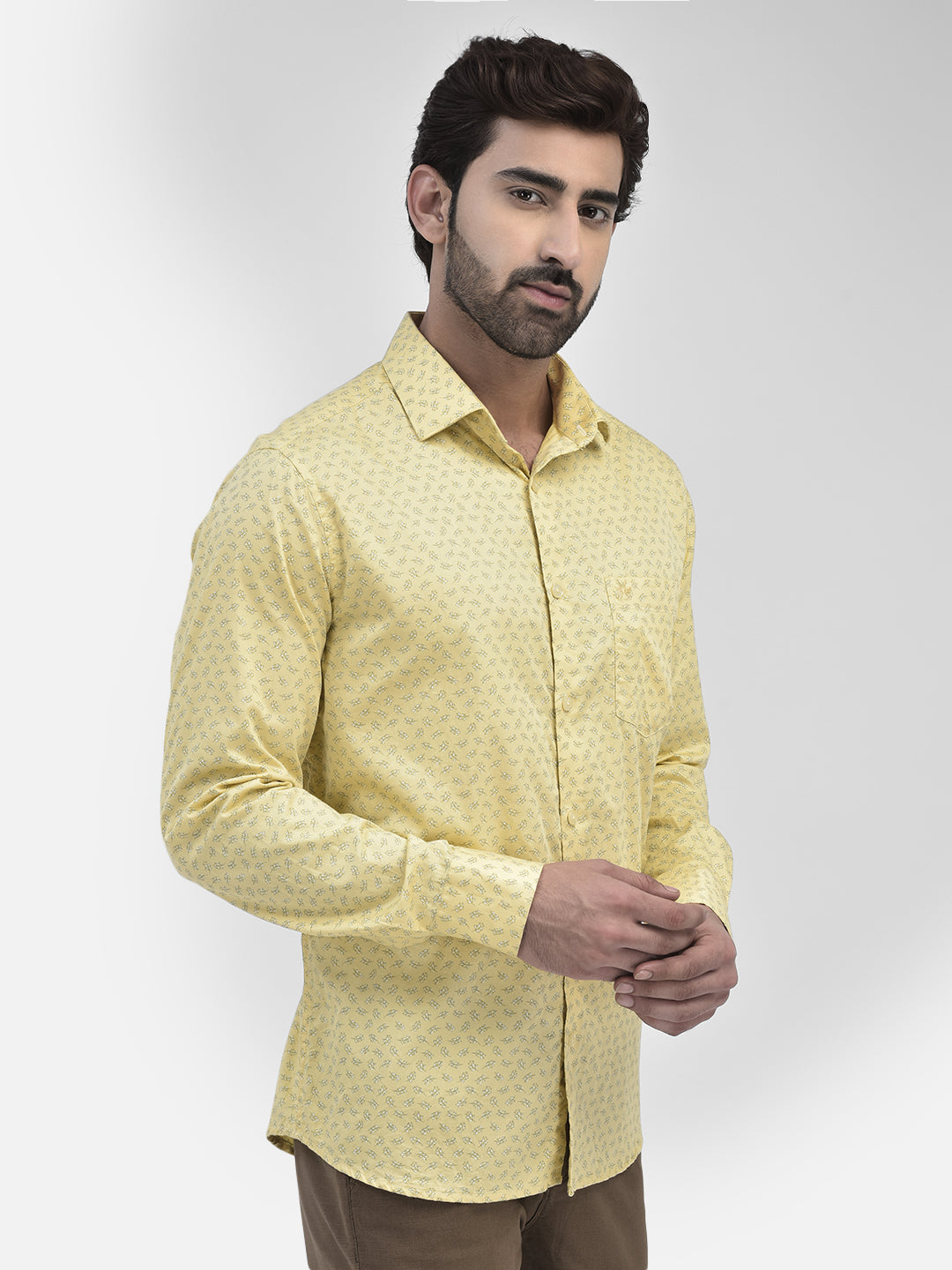 Floral Yellow Shirt-Men Shirts-Crimsoune Club