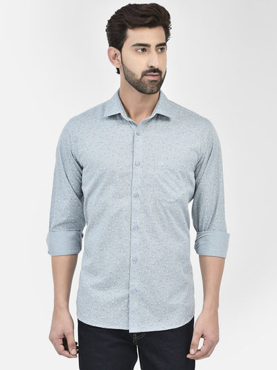 Floral Blue Shirt-Men Shirts-Crimsoune Club