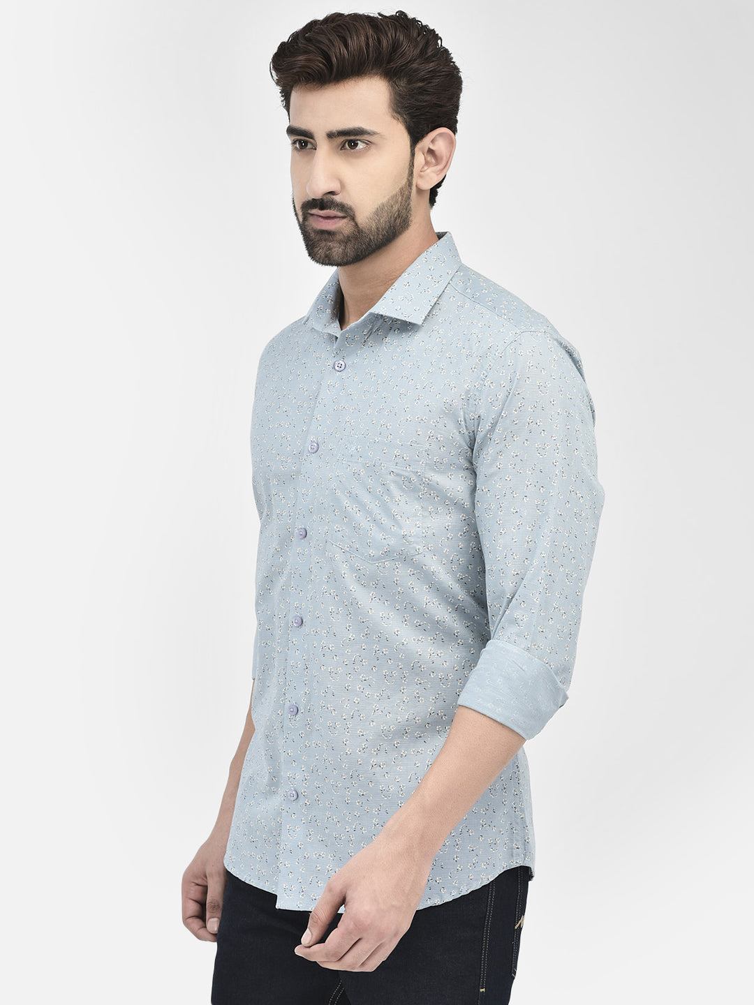 Floral Blue Shirt-Men Shirts-Crimsoune Club