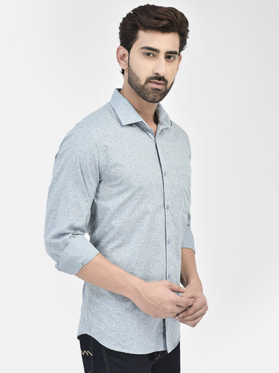 Floral Blue Shirt-Men Shirts-Crimsoune Club