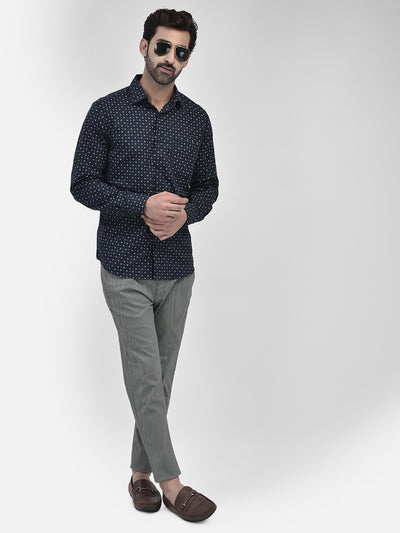 Printed Navy Blue Shirt-Men Shirts-Crimsoune Club