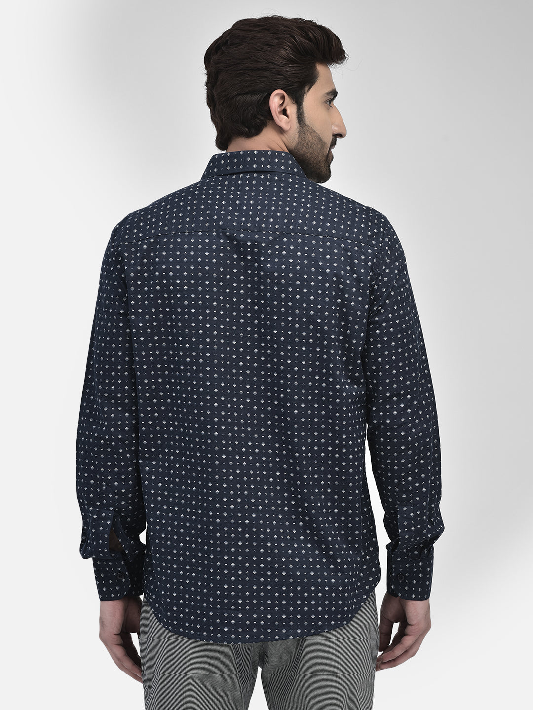 Printed Navy Blue Shirt-Men Shirts-Crimsoune Club