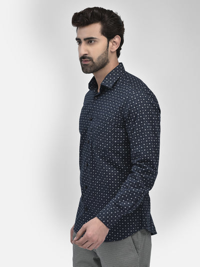 Printed Navy Blue Shirt-Men Shirts-Crimsoune Club