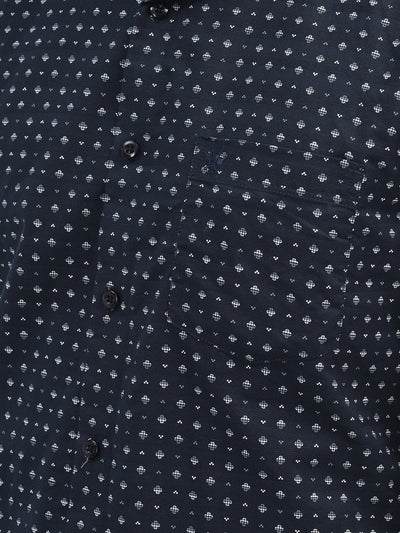 Printed Navy Blue Shirt-Men Shirts-Crimsoune Club