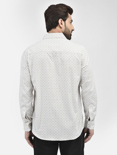 Printed Beige Shirt-Men Shirts-Crimsoune Club