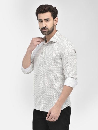 Printed Beige Shirt-Men Shirts-Crimsoune Club