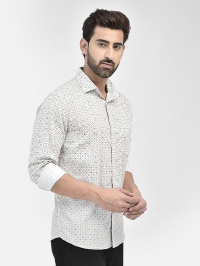 Printed Beige Shirt-Men Shirts-Crimsoune Club