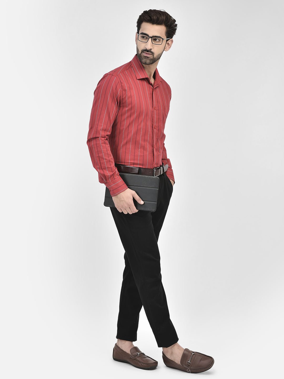 Striped Red Shirt-Men Shirts-Crimsoune Club