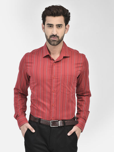 Striped Red Shirt-Men Shirts-Crimsoune Club