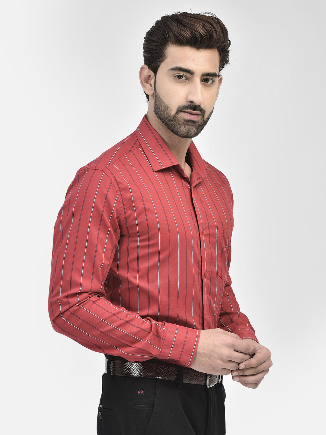 Striped Red Shirt-Men Shirts-Crimsoune Club