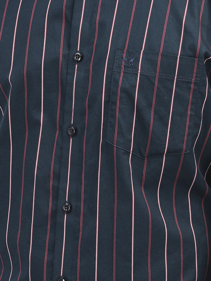 Striped Navy Blue Shirt-Men Shirts-Crimsoune Club