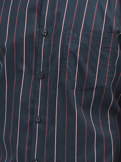 Striped Navy Blue Shirt-Men Shirts-Crimsoune Club