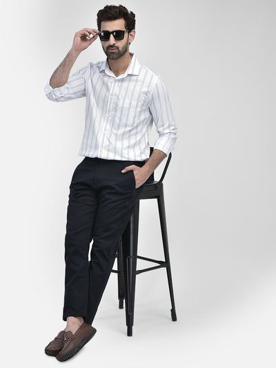 Striped White Shirt-Men Shirts-Crimsoune Club