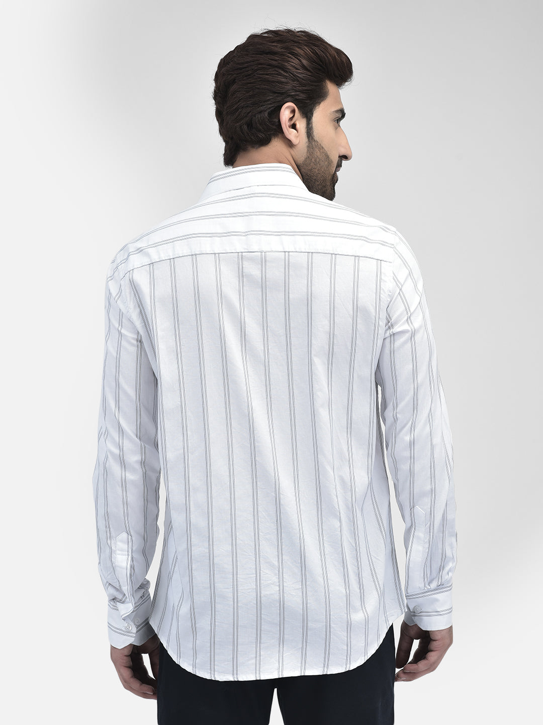 Striped White Shirt-Men Shirts-Crimsoune Club