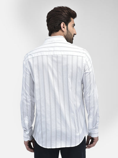 Striped White Shirt-Men Shirts-Crimsoune Club