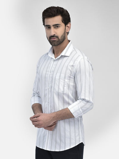 Striped White Shirt-Men Shirts-Crimsoune Club