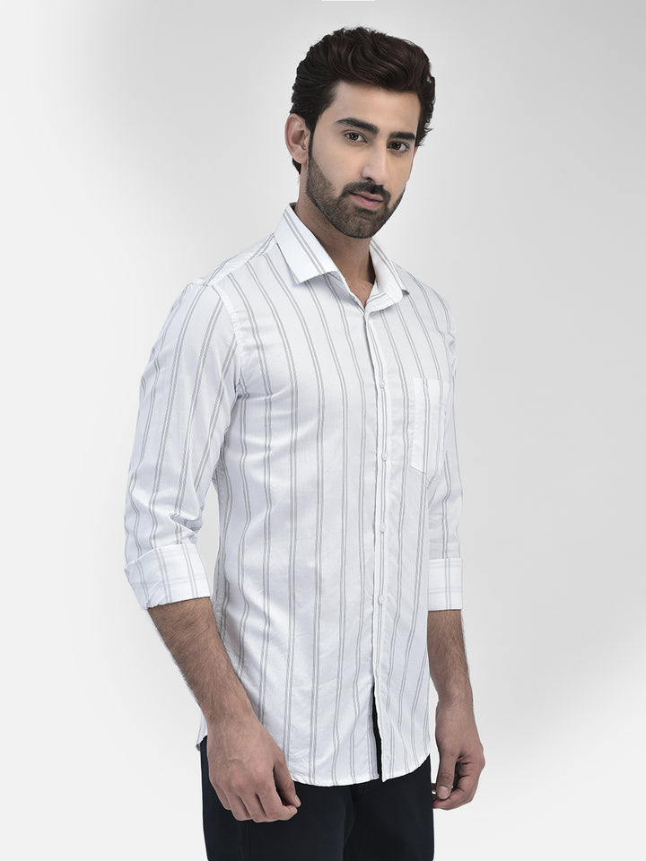 Striped White Shirt-Men Shirts-Crimsoune Club