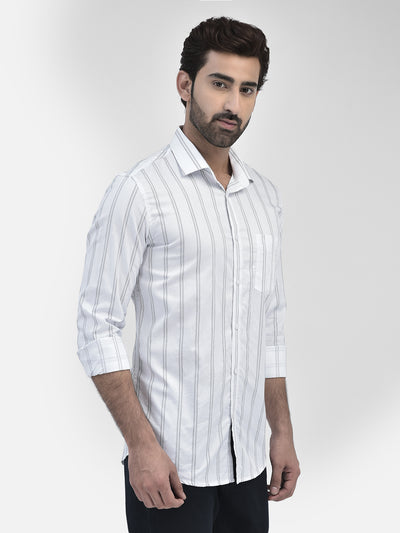 Striped White Shirt-Men Shirts-Crimsoune Club