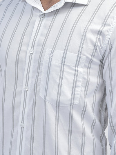 Striped White Shirt-Men Shirts-Crimsoune Club