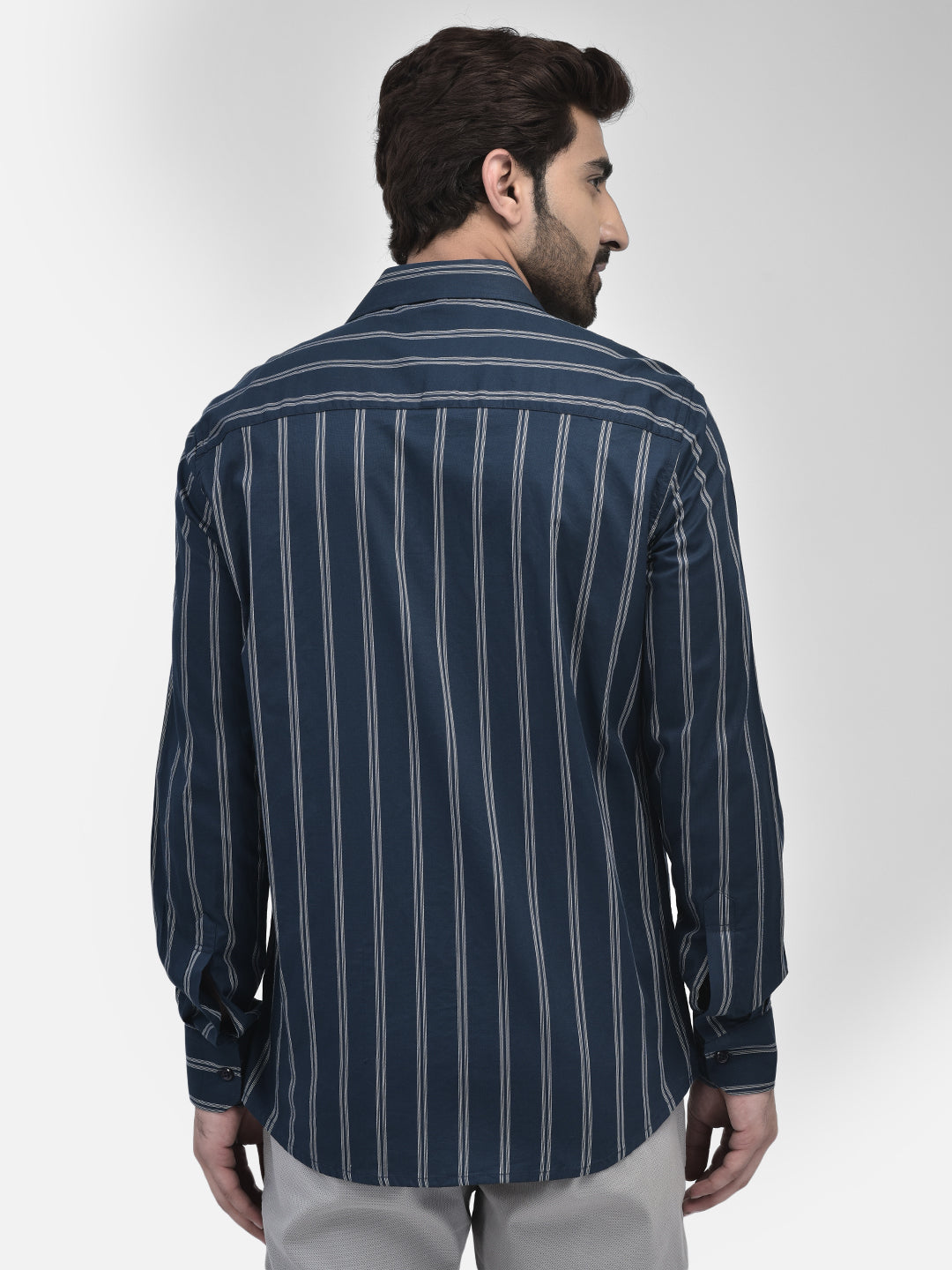 Striped Navy Blue Shirt-Men Shirts-Crimsoune Club