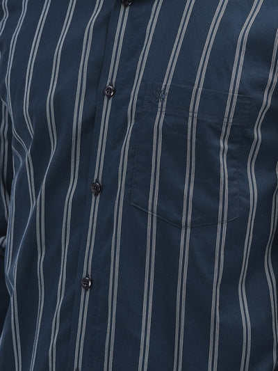 Striped Navy Blue Shirt-Men Shirts-Crimsoune Club