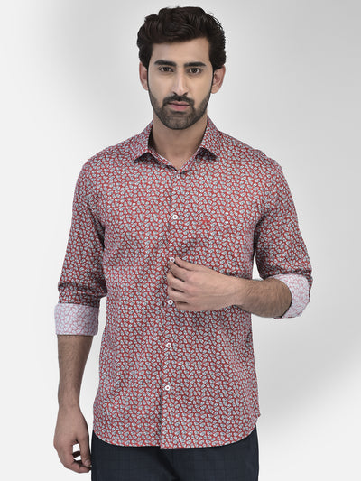 Floral Red Shirt-Men Shirts-Crimsoune Club