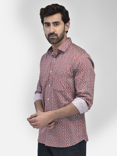 Floral Red Shirt-Men Shirts-Crimsoune Club