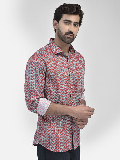 Floral Red Shirt-Men Shirts-Crimsoune Club