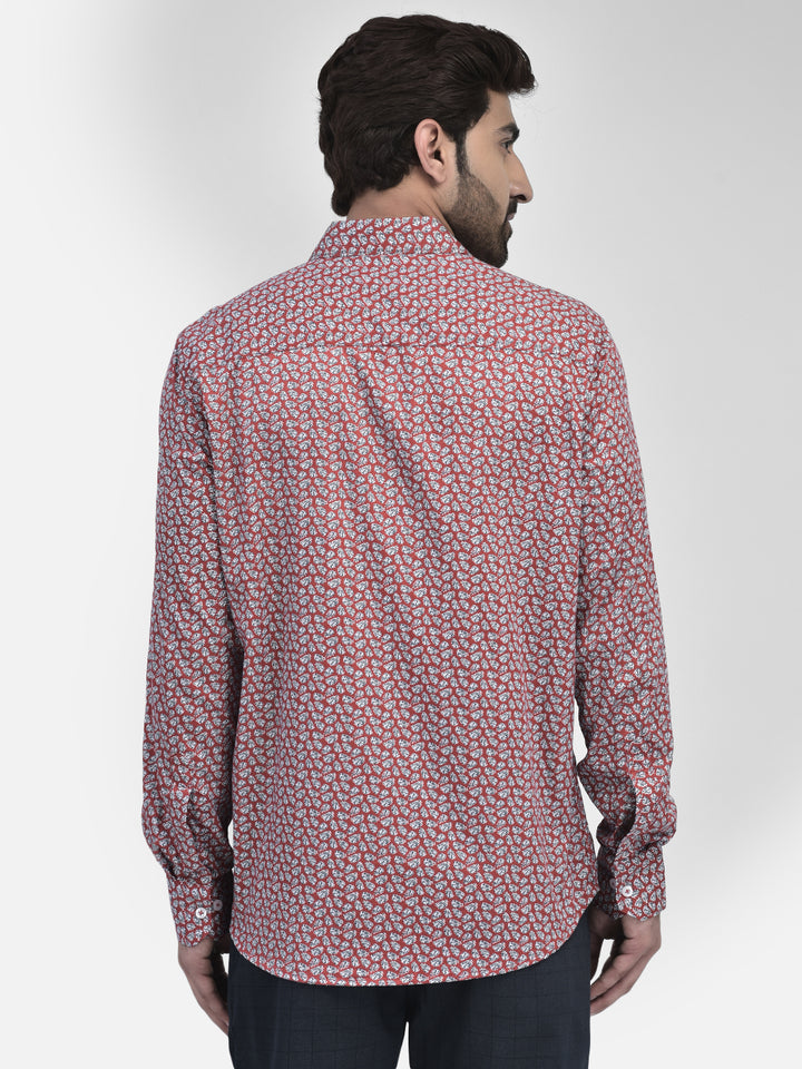 Floral Red Shirt-Men Shirts-Crimsoune Club