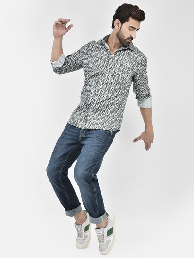 Floral Green Shirt-Men Shirts-Crimsoune Club