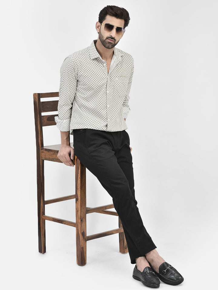 Printed Off White Shirt-Men Shirts-Crimsoune Club