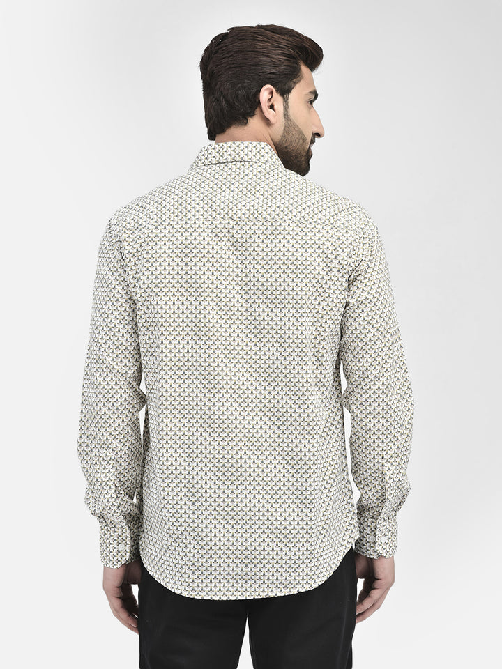 Printed Off White Shirt-Men Shirts-Crimsoune Club