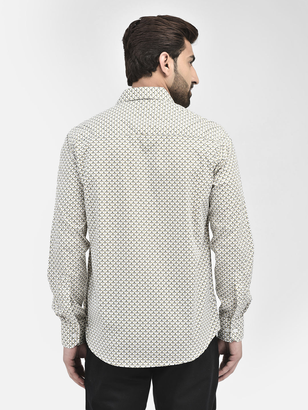Printed Off White Shirt-Men Shirts-Crimsoune Club