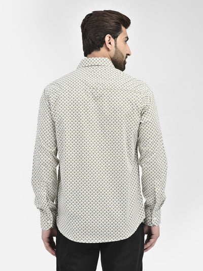 Printed Off White Shirt-Men Shirts-Crimsoune Club