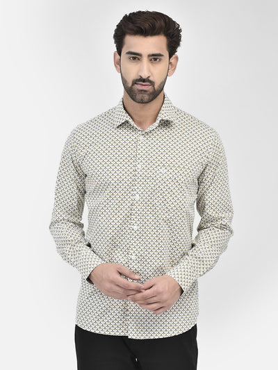 Printed Off White Shirt-Men Shirts-Crimsoune Club