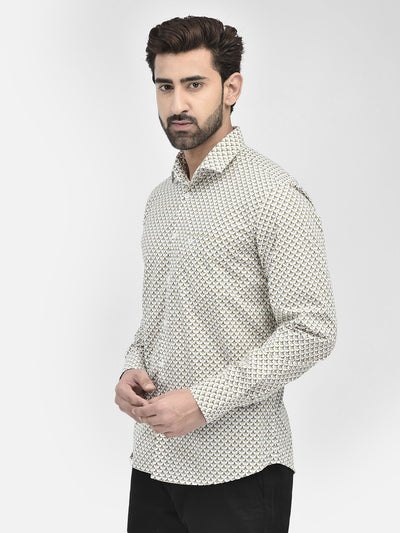 Printed Off White Shirt-Men Shirts-Crimsoune Club