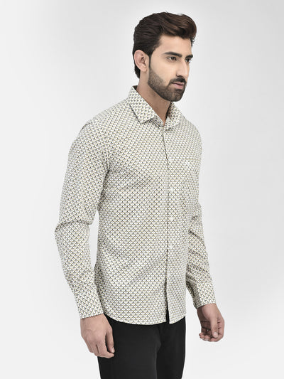 Printed Off White Shirt-Men Shirts-Crimsoune Club